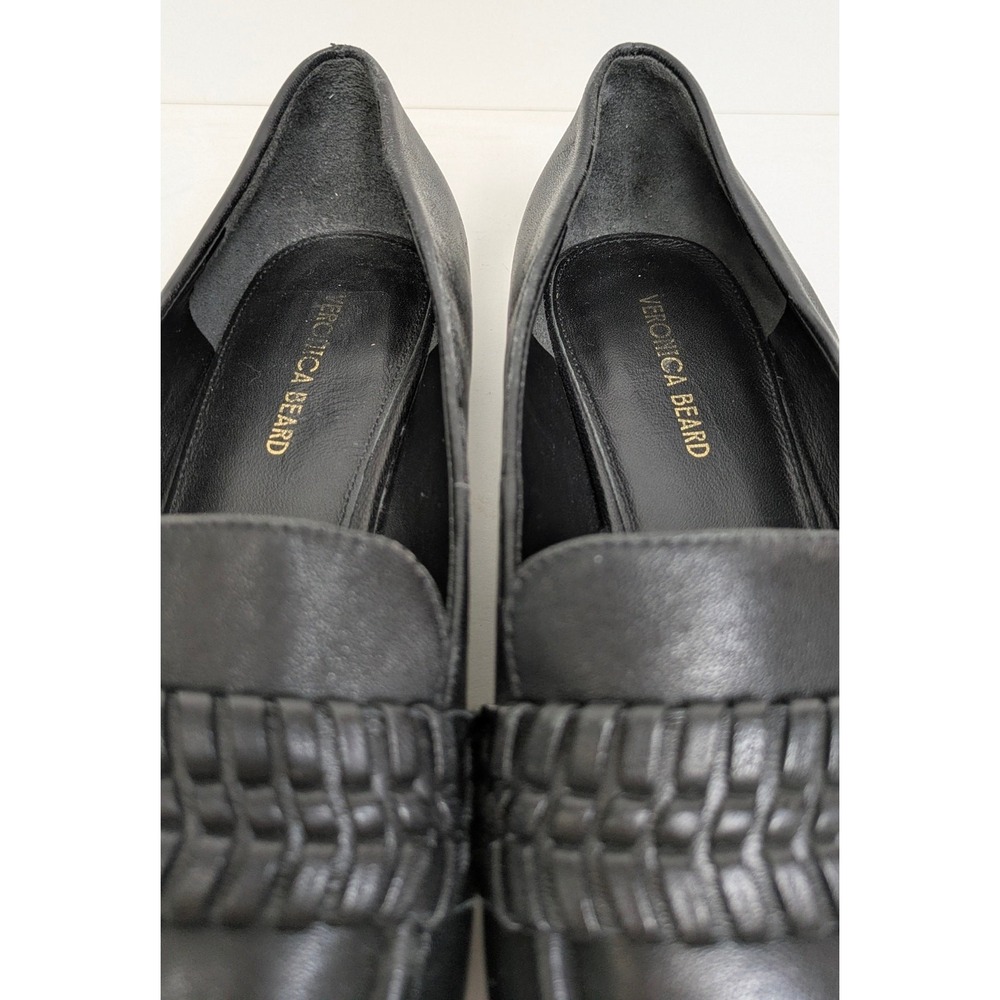 Veronica Beard Arlie Black Nappa Leather Braided Loafers Italy 6.5M - Picture 7 of 10